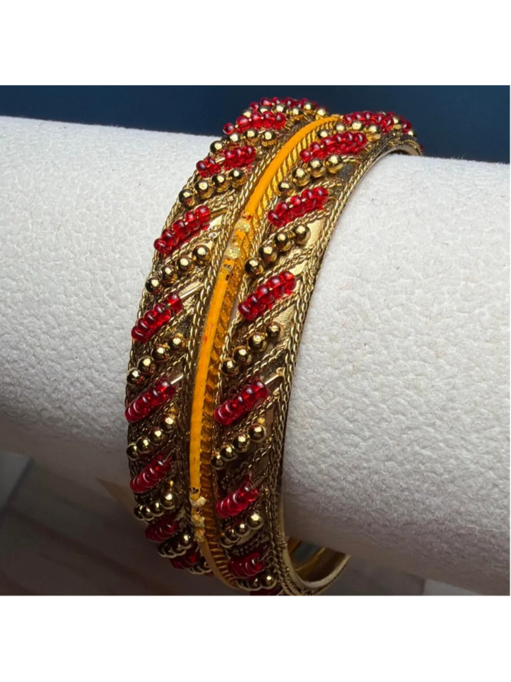 Red and gold children's bangles set with rhinestones